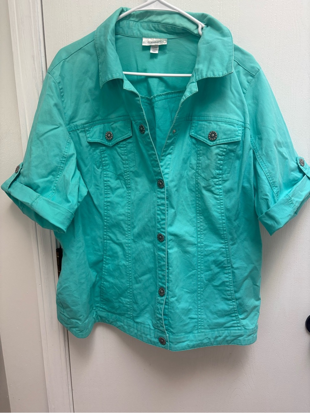 dressbarn Turquoise Button-Front Jean Jacket